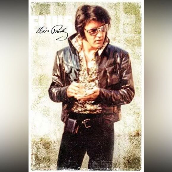 RARE Elvis Presley Portrait Painting Singing Rock n Roll Print Wall Art - Picture 4 of 7